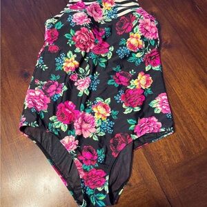 torrid Black One-Piece Swimsuit with Pink & Yellow Floral Print